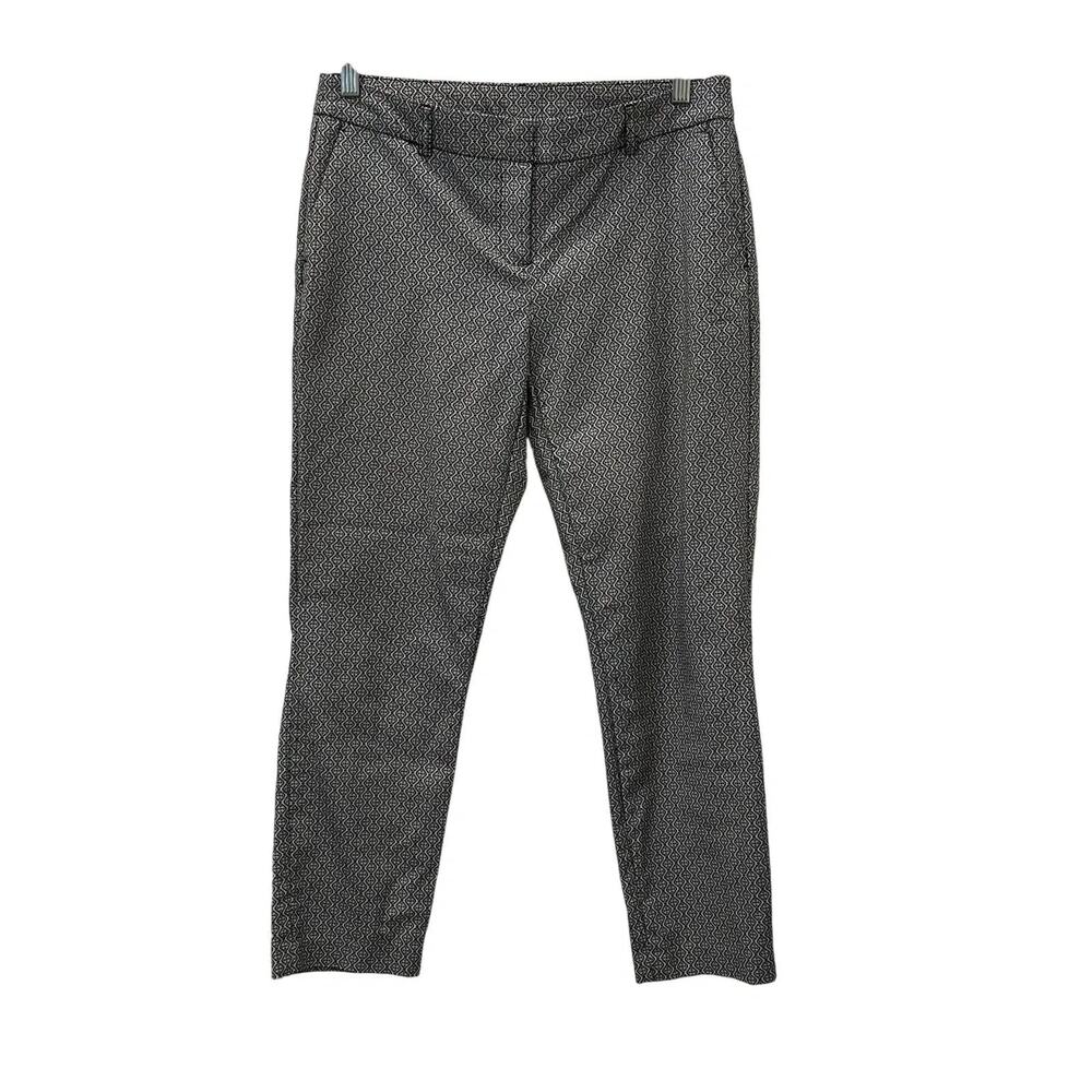 Kenar Dress Pants Womens 8 Black Geometric Slim Leg Work Trousers Office